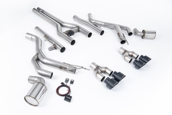 Milltek Sport Auspuffanlage passend für Dogde RAM Challenger SRT Hellcat inkl. Klappensteuerung - schwarze Endrohre