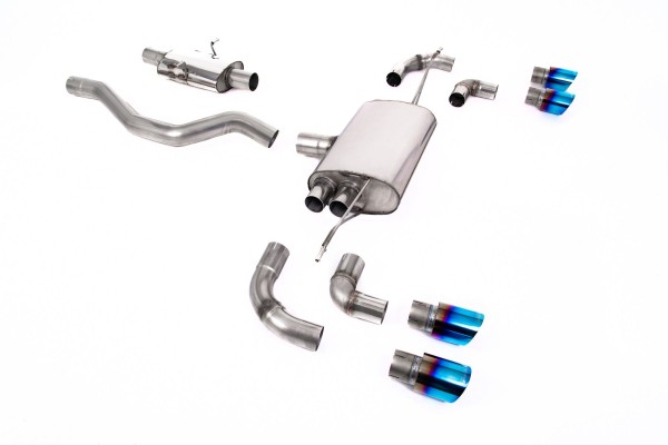 Milltek Sport Auspuffanlage passend für Land Rover / Range Defender 90 2.0 I4 P300 & P400e - gedämpft - titan-geflämmte Endrohre