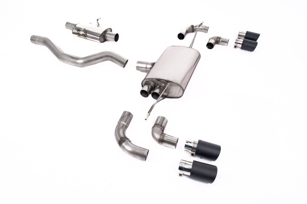 Milltek Sport Auspuffanlage passend für Land Rover / Range Defender 90 2.0 I4 P300 & P400e - gedämpft - carbon Endrohre