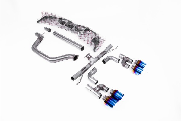 Milltek Sport Auspuffanlage passend für Volkswagen Golf Mk8 GTI ab Kat - Golf-R-Style - Race-Version - titan-geflämmte Endrohre