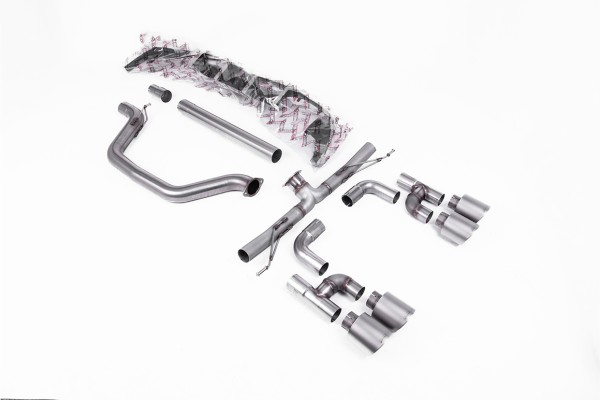 Milltek Sport Auspuffanlage passend für Volkswagen Golf Mk8 GTI ab Kat - Golf-R-Style - Race-Version - titan Endrohre