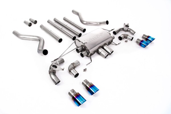 Milltek Klappen Auspuffanlage passend für Land / Range Rover Defender 110 5.0 V8 ab Kat - ungedämpft - titan-geflämmte Endrohre