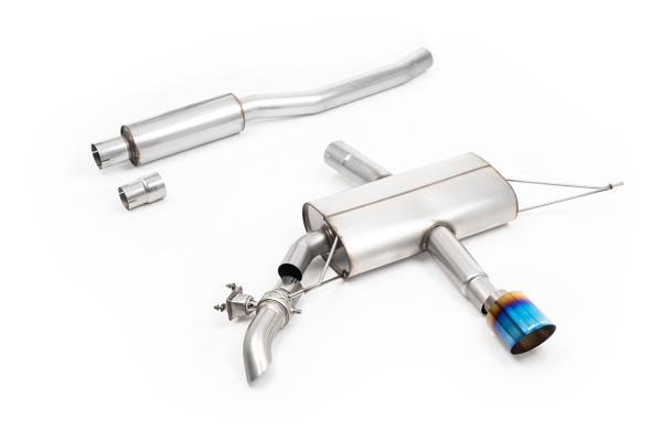 Milltek Klappen Auspuffanlage passend für Mini F66 JCW 2.0T B48 mit OPF - gedämpft - titan-geflämmtes Endrohr