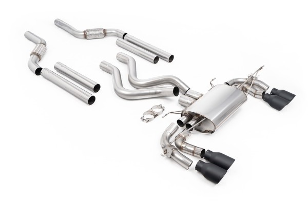 Milltek Klappen Auspuffanlage passend für Land Rover / Range Rover Defender 110 4.4 V8 - schwarze Endrohre