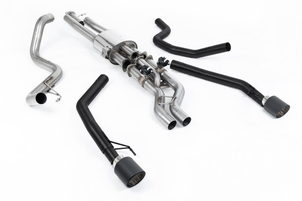 Milltek Sport Abgasanlage passend für Ford Raptor Range 3.0 V6 Twin Turbo - Carbon Endrohre, Schwarze Verbindungsrohre