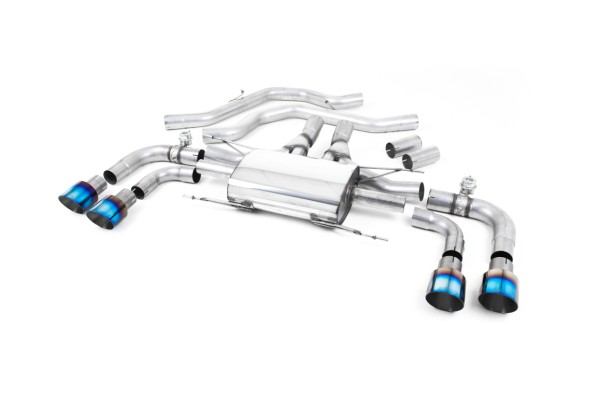 Milltek Sport Auspuffanlage passend für Alfa Romeo Quadrifoglio 2.9 V6 Front Pipe-back mit Abgasklappen- titan-geflämmte Endrohre