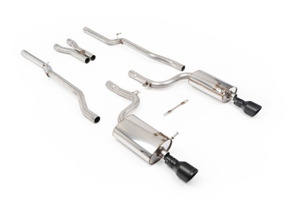 Milltek Sport Sportauspuff passend für Audi S4 4.2 V8 quattro B6 Saloon & Avant ungedämpft - schwarze GT100 Endrohre