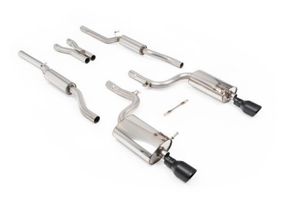 Milltek Sport Sportauspuff passend für Audi S4 4.2 V8 quattro B6 Saloon & Avant gedämpft - schwarze GT100 Endrohre