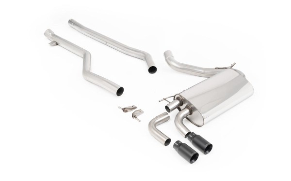 Milltek Sport Auspuffanlage passend für BMW 3 F30 320i M Sport LCI-Modelle ungedämpft - schwarze Endrohre