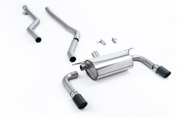 Milltek Renn-Auspuffanlage passend für BMW 3 F30 320i M Sport LCI-Modelle ungedämpft mit M340i-Heckdiffusor - carbon Endrohre