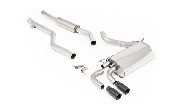 Milltek Sport Auspuffanlage passend für BMW 3 F30 320i M Sport LCI-Modelle gedämpft - schwarze Endrohre