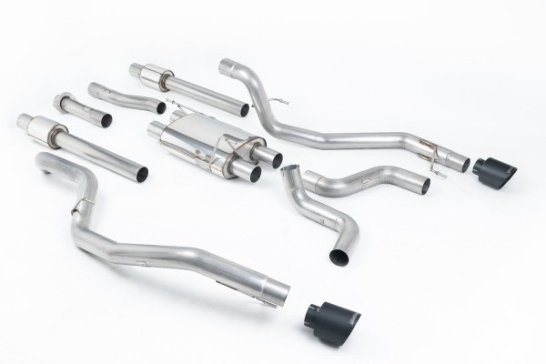 Milltek Sport Auspuffanlage passend für Ford F150 Raptor 3.5 V6 mit Zwischenschalldämpfer - schwarze Endrohre