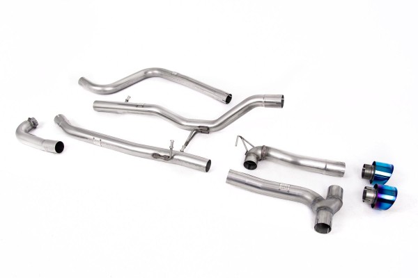 Milltek Sport Auspuffanlage passend für Ford Fiesta ST-Line Mk8 1.0T mit Maxton-Diffusor - ungedämpft - titan-geflämmte Endrohre