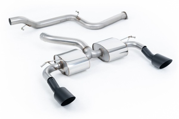 Milltek Sport Auspuffanlage passend für Ford Focus Mk2 RS 2.5T ungedämpft (non-resonated) - schwarze Endrohre