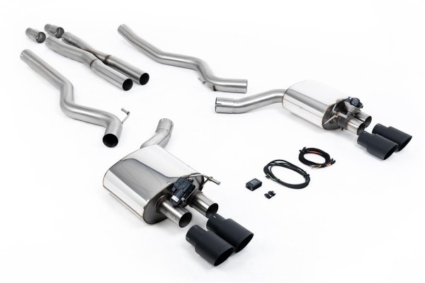 Milltek Klappen-Auspuffanlage passend für Ford Mustang 5.0 V8 GT Fastback - schwarze Endrohre