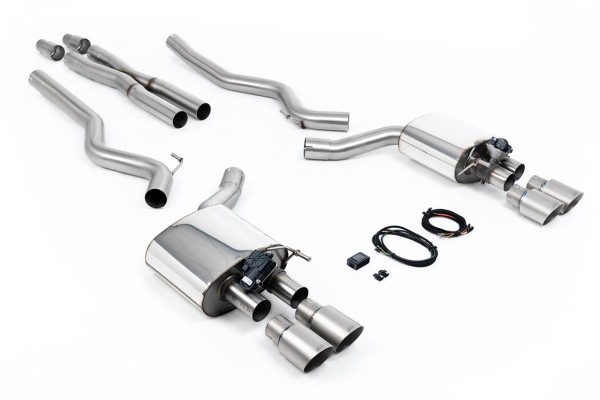 Milltek Klappen-Auspuffanlage passend für Ford Mustang 5.0 V8 GT Fastback - titan Endrohre