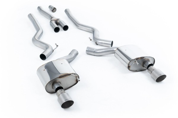 Milltek Sport Auspuffanlage passend für Ford Mustang 2.3 EcoBoost S550 & S650 Doppelauslass - ungedämpft - titan Endrohre