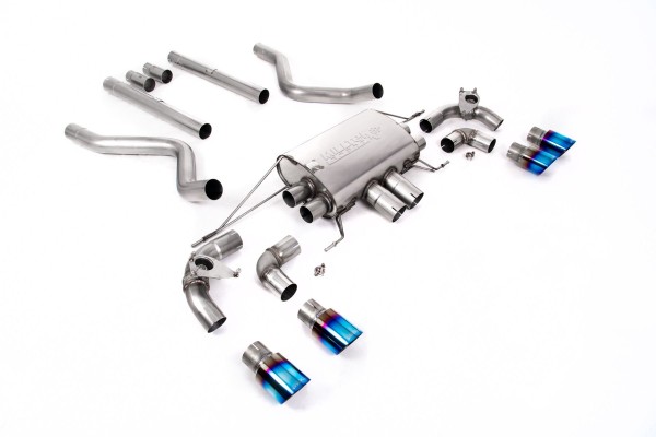 Milltek Klappen Auspuffanlage passend für Land / Range Rover Defender 90 5.0 V8 ab OPF - ungedämpft - titan-geflämmte Endrohre