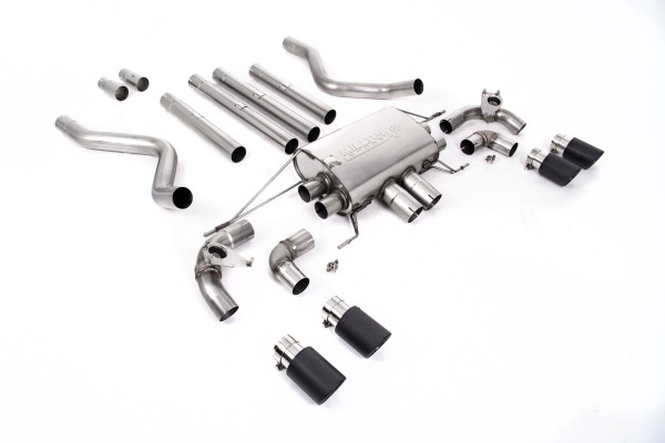 Milltek Klappen Auspuffanlage passend für Land / Range Rover Defender 110 5.0 V8 ab OPF - ungedämpft - carbon Endrohre