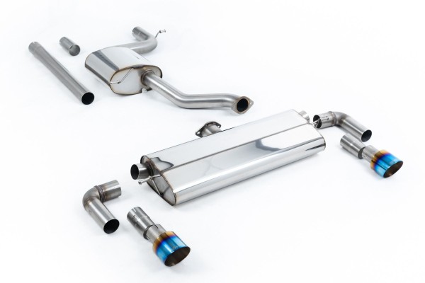 Milltek Sport Auspuffanlage passend für VW Golf Mk7.5 1.5TSI Evo GT & R-Line im GTI-Doppelauslass-Design- gedämpft - titan-geflämmte Endrohre