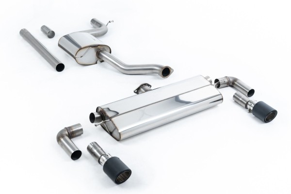 Milltek Sport Auspuffanlage passend für VW Golf Mk7.5 1.5TSI Evo GT & R-Line im GTI-Doppelauslass-Design- gedämpft - carbon Endrohre