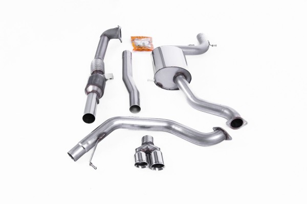 Milltek Sport Auspuffanlage passend für Volkswagen Jetta Mk6 GLI 2.0 FSI mit Renn-Katalysator - polierte Endrohre