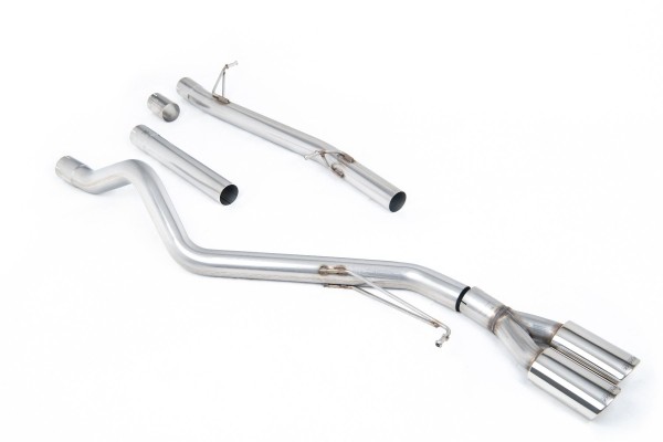 Milltek Sport Auspuffanlage passend für Volkswagen Transporter / Caravelle T6 LWB 2.0 TSI ungedämpft - ovale polierte Endrohre